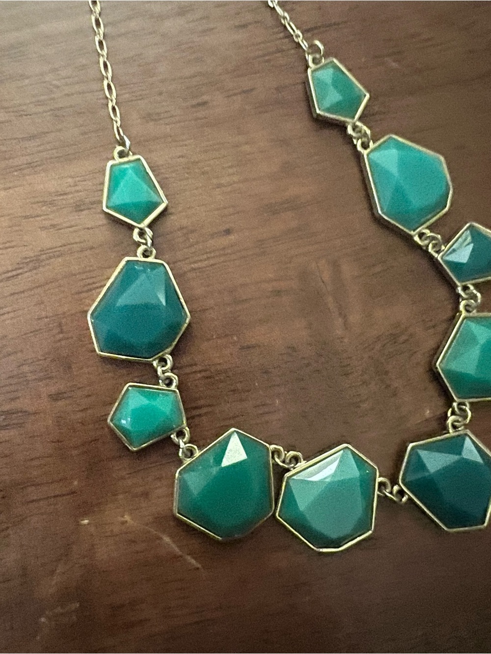 Francesca's Collections Teal Faceted Geometric Gold-Tone Necklace